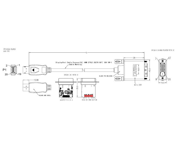 ATZ DP-DVI-CABLE-2M_to_5M_drawing